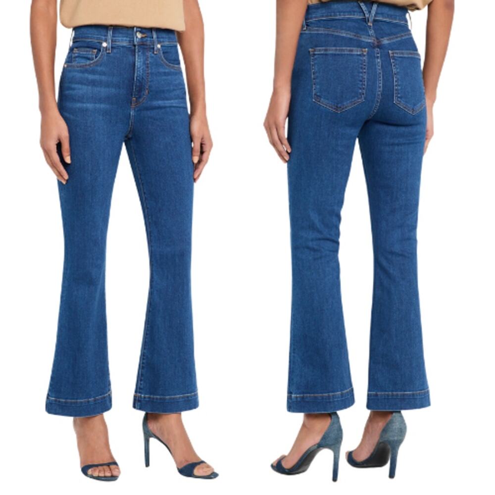 NEW Veronica Beard Carson Ankle Flare High Rise Crop Jeans Blue Wash Size: 28